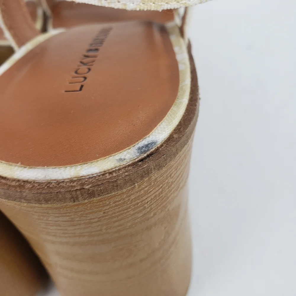 Lucky Brand Demmia Platform Wedge Sandal In Buttered Yellow Size 11